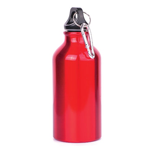 Logo trade liikelahjat tuotekuva: Joogipudel karabiiniga, 400 ml, punane