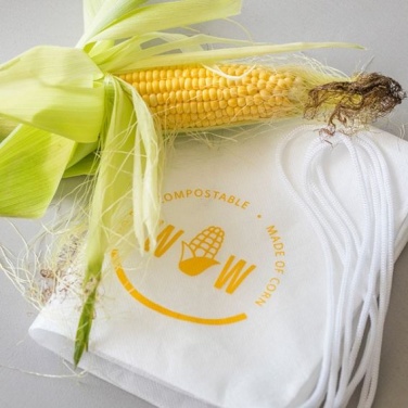 Logo trade mainoslahjat tuotekuva: Maissitärkkelyksestä tehdyt jalkinepussi, valkoinen