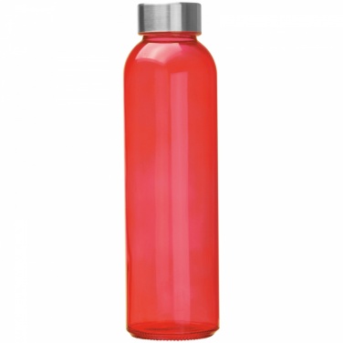 Logo trade liikelahja mainoslahja tuotekuva: Lasinen juomapullo, 500 ml, punainen