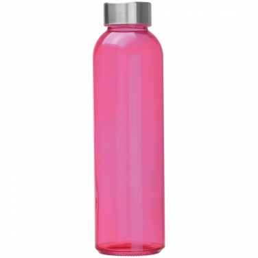 Logotrade liikelahjat kuva: Lasinen mainospullo, 500 ml, pinkki