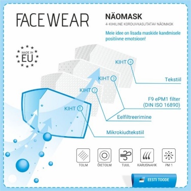 Logotrade mainoslahja tuotekuva: Multifunktsionaalne aksessuaar - mask, värviline
