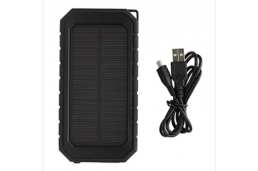 Logotrade mainostuote tuotekuva: Firmakingitus: 10.000 mAh Solar Powerbank with 10W Wireless Charging, black