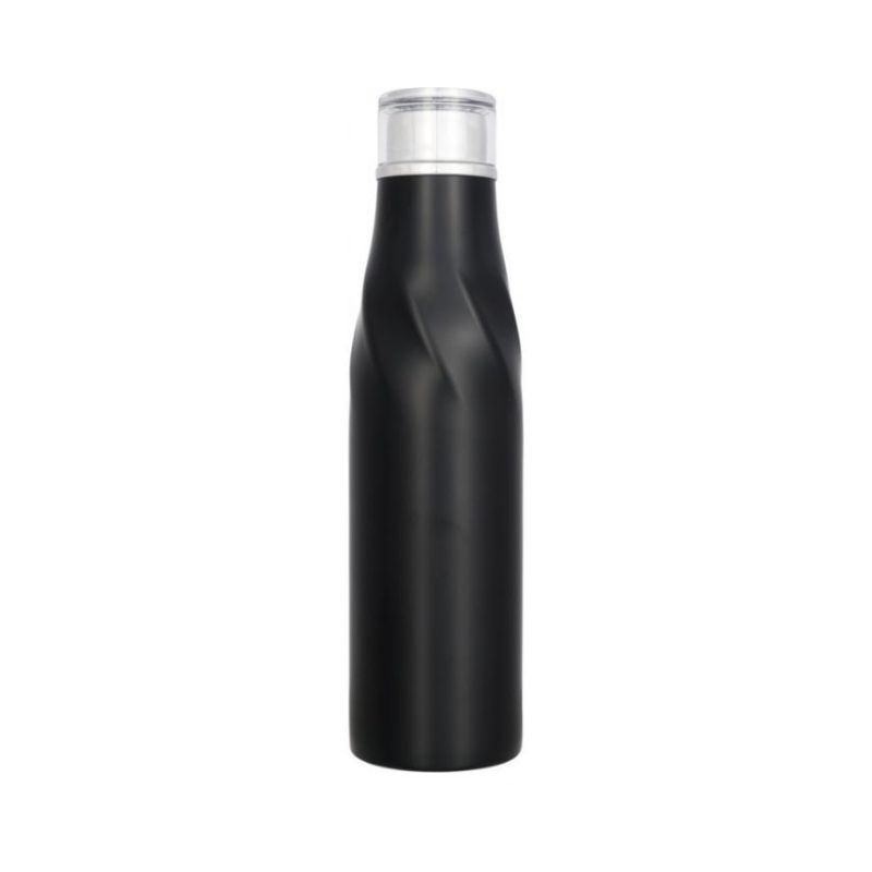 Logotrade mainoslahjat ja liikelahjat tuotekuva: Hugo itsesulkeutuva kuparityhjiöllä eristetty pullo, musta