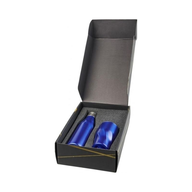 Logotrade liikelahja mainoslahja kuva: Hugo kuparinvärinen alipaine-eristetty lahjapakkaus, sininen