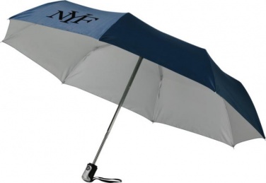 Logotrade mainostuotet kuva: 21.5" Alex 3-osainen automaattinen sateenvarjo, tummansininen - hopea