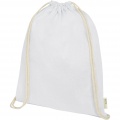 Orissa 100 g/m² organic cotton drawstring bag 5L, Valkoinen