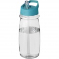 H2O Active® Pulse 600 ml -urheilujuomapullo kaatonokkakannella, Läpinäkyvä / Aqua sininen