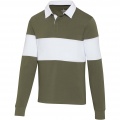 Clyde unisex organic rugby polo sweatshirt, Vihreä / Valkoinen