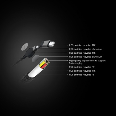 Logo trade mainostuotet tuotekuva: Oakland RCS 1.2m 6-in-1 nopean latauksen 45W kaapeli