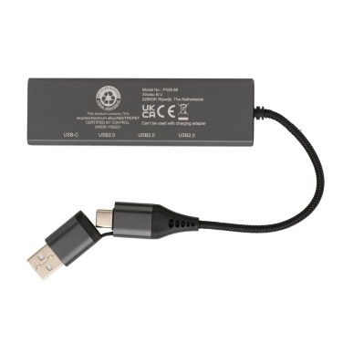 Logotrade liikelahja tuotekuva: Terra RCS alumiininen USB-hub 3 portilla