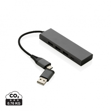 Logo trade mainoslahja ja liikelahja tuotekuva: Terra RCS alumiininen USB-hub 3 portilla