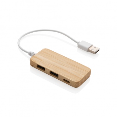 Logotrade mainostuote tuotekuva: Bambuinen USB tyypin C hub