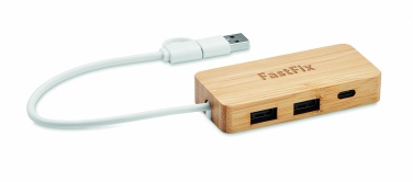 Logotrade mainoslahja tuotekuva: 3 portin USB-keskitin bambua