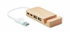 4 portin USB-keskitin bambua