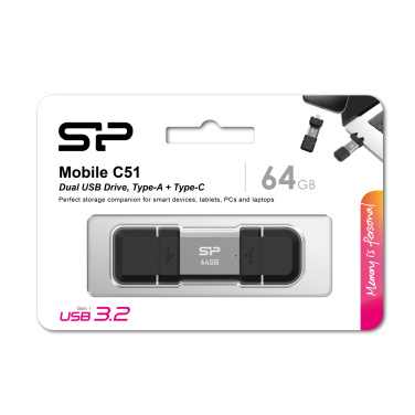 Logotrade liikelahjat kuva: Pendrive Silicon Power Mobile - C51 3.2, 64 Gt