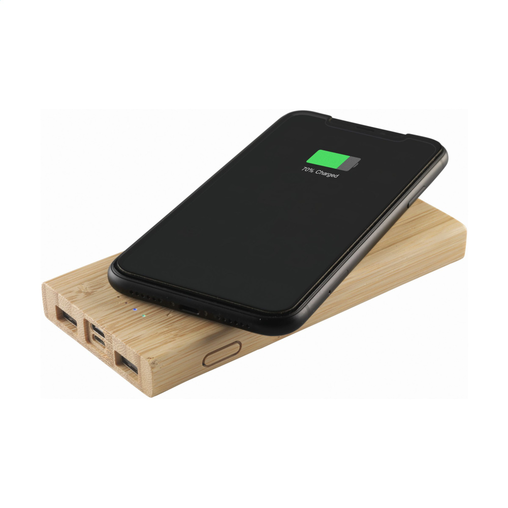 Logo trade liikelahjat tuotekuva: Bamboo 8000 Wireless Powerbank langaton laturi