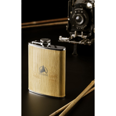 Logo trade mainoslahjat tuotekuva: Hipflask Bamboo 200 ml juomapullo