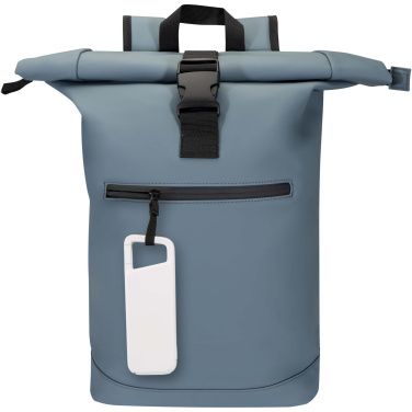 Logotrade liikelahjat mainoslahjat tuotekuva: Alkes 5 000 mAh:n ja 12 W:n kierrätysmuovista valmistettu vedenkestävä varavirtalähde jousihaalla