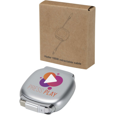 Logo trade mainostuotet tuotekuva: Alphard 100 W kierrätysmuovista valmistettu, sisäänvedettävä CarPlay 5-in-1 PD latauskaapeli