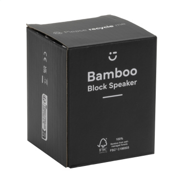 Logotrade dovana nuotrauka: Bamboo Block garsiakalbis su belaidžiu įkrovikliu