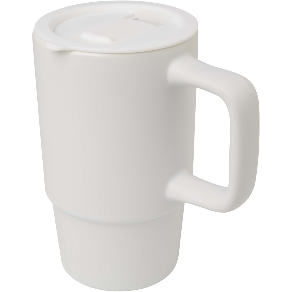 Logotrade verslo dovanos nuotrauka: Carter 450 ml keraminis puodelis su plastikiniu dangteliu