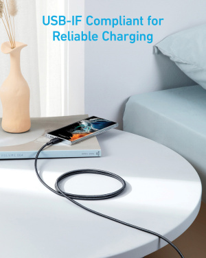 Logotrade firminės dovanos nuotrauka: „Anker“ USB-C–USB-C laidas, 1,8 metro, 60 W