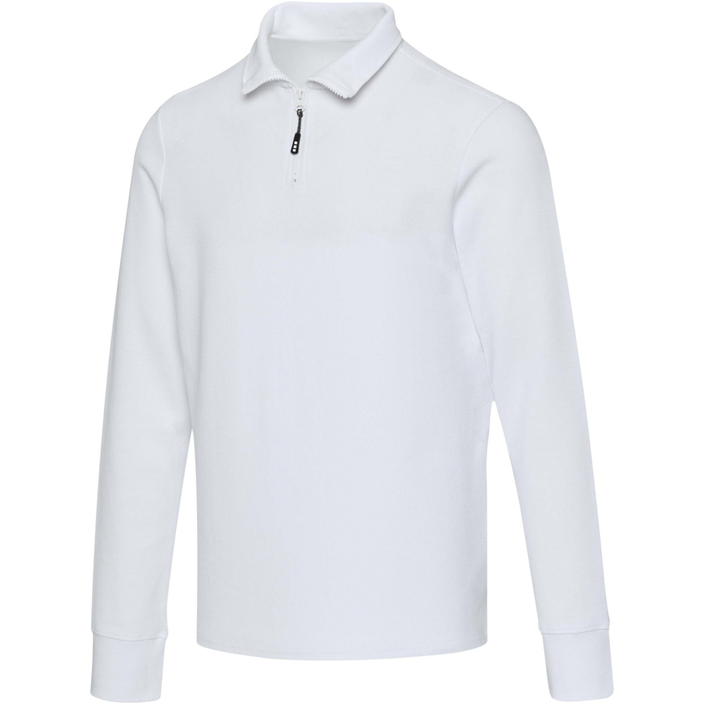 Logotrade verslo dovanos nuotrauka: Zeus ilgomis rankovėmis unisex polo marškinėliai su pusiniu užtrauktuku