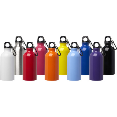 Logotrade korporatīvās dāvanas foto: Oregon 400 ml RCS sertificēta vienas sienas nerūsējošā tērauda ūdens pudele ar karabīni
