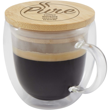 Logotrade biznesa dāvanas foto: Lenora 250 ml stikla krūze ar bambusa vāku