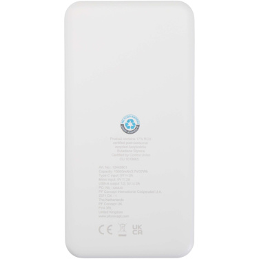 Logotrade logo dāvanas foto: Intan 10.000 mAh 10W pārstrādājamas plastmasas pārnēsājamais akumulators