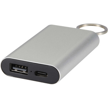 Logotrade biznesa dāvanas foto: Arcturus 2000 mAh pārstrādāta alumīnija pārnēsājamais akumulators ar atslēgu piekariņu
