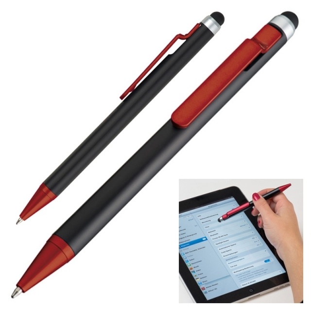 Логотрейд бизнес-подарки картинка: Ball pen with touch pen FLORIDA  color red