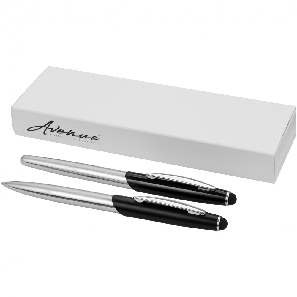 Лого трейд pекламные продукты фото: Набор Geneva, включающий шариковую ручку-стилус и ручку-роллер, черный