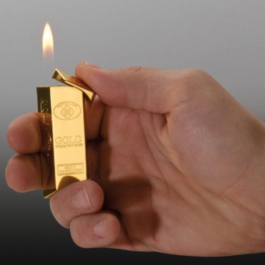 Лого трейд бизнес-подарки фото: Зажигалка - слиток золота, золотой