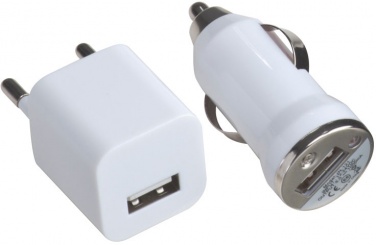 Логотрейд бизнес-подарки картинка: Набор зарядка USB и штекер, черный