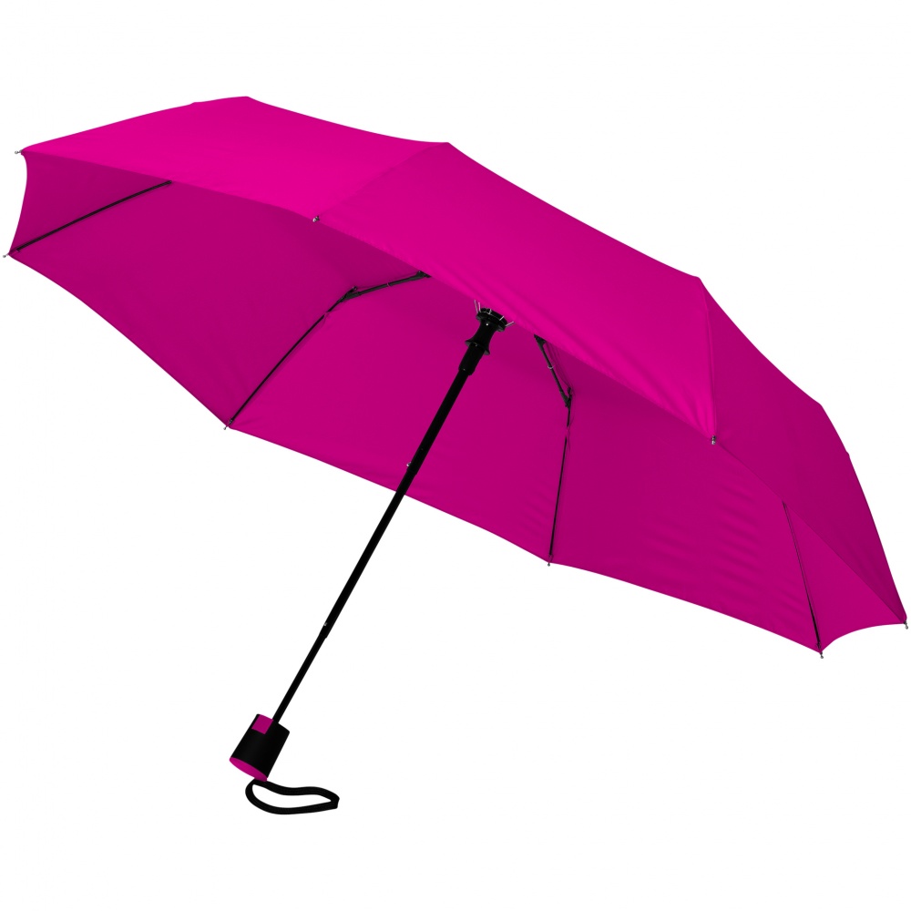 Лого трейд pекламные подарки фото: Зонт Wali трехсекционный 21" с автоматическим открытием, розовый