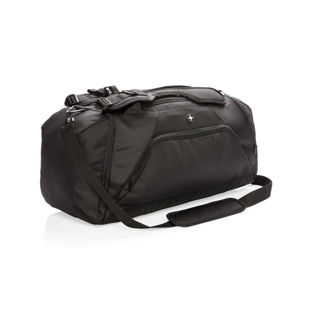 Логотрейд pекламные подарки картинка: Спортивная сумка-рюкзак Swiss peak RFID, чёрный