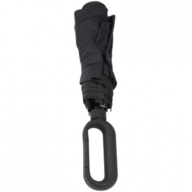 Лого трейд бизнес-подарки фото: Автоматический карманный зонтик с ручкой-карабином, черный