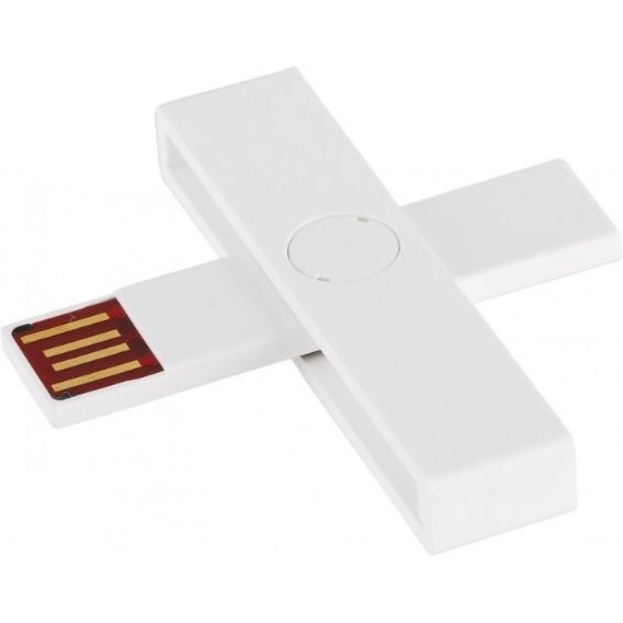 Лого трейд pекламные cувениры фото: ID ID-kaardi lugeja, USB, blisterpakendis, valge