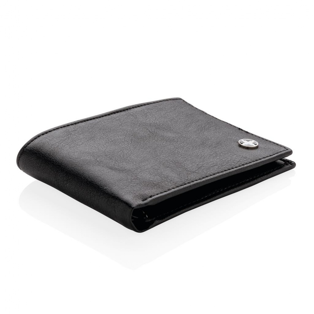 Логотрейд бизнес-подарки картинка: RFID-kaitsega rahakott, must koos personaalse nime ja pakendiga