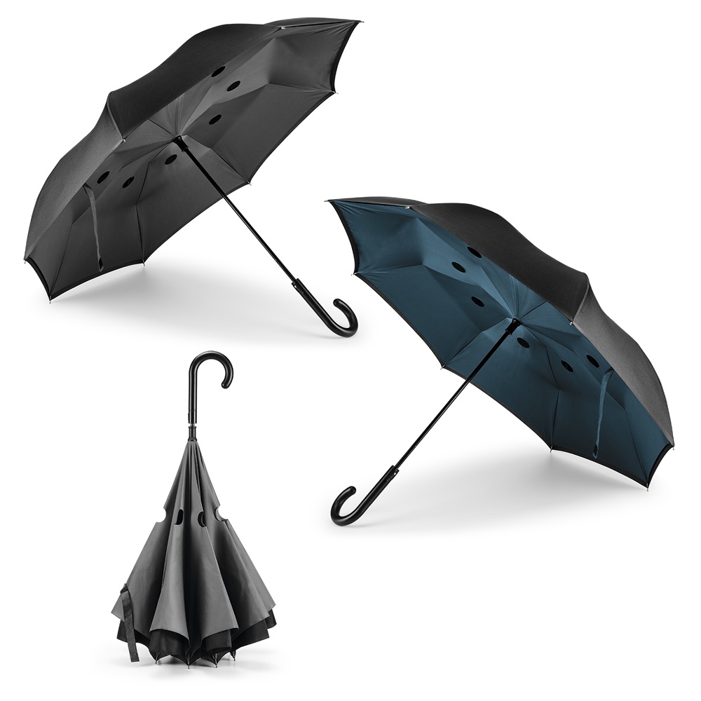 Логотрейд pекламные подарки картинка: Зонт Angela обратного сложения, темно-синий