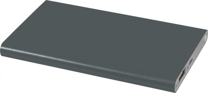 Логотрейд pекламные подарки картинка: Алюминиевый повербанк Пeп емкостью 4000 мА/ч, темно-серый