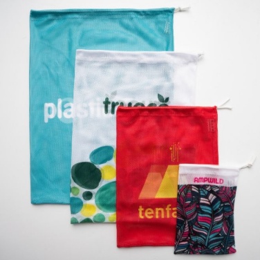 Лого трейд бизнес-подарки фото: Мешок для фруктов и овощей из сетчатого материала, 35x45 см, белый