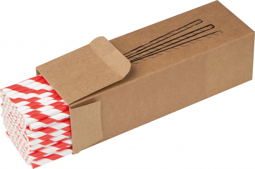 Логотрейд бизнес-подарки картинка: Набор бумажных соломок 100 шт, бело-красные