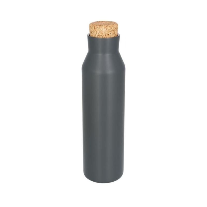 Логотрейд бизнес-подарки картинка: Норсовая медная вакуумная изолированная бутылка с пробкой, cерый
