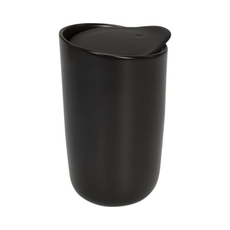 Логотрейд бизнес-подарки картинка: Керамический стакан Mysa с двойными стенками объемом 410 мл, черный