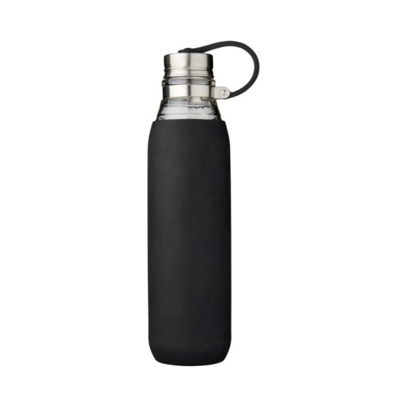 Лого трейд pекламные cувениры фото: Стеклянная спортивная бутылка Oasis объемом 650 мл, черный