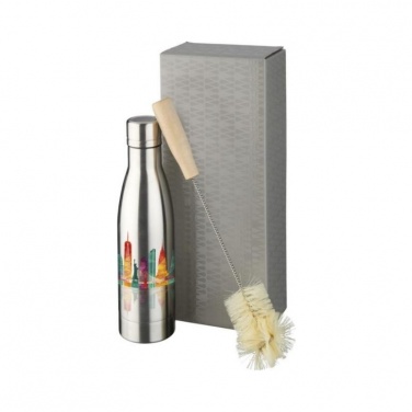 Лого трейд бизнес-подарки фото: Набор из медной бутылки с вакуумной изоляцией Vasa и щетки, cеребряный