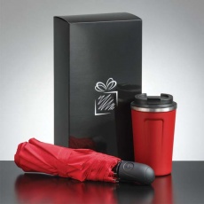 Подарочный набор: термокружка и автоматический зонт, красный