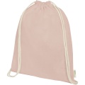 Orissa 140 g/m² organic cotton drawstring bag 5L, Бледно-розовый